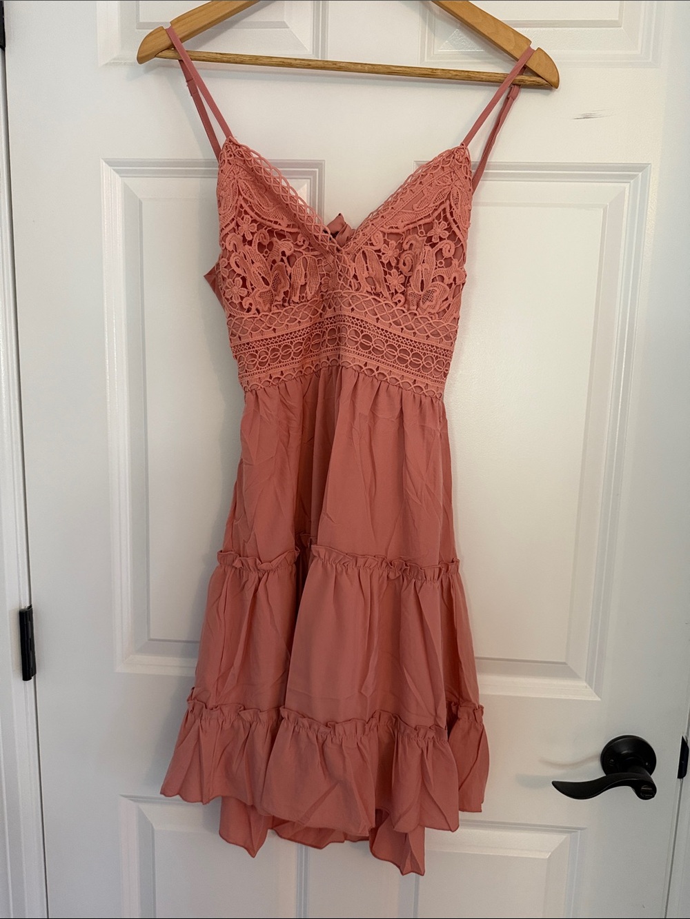 ECOWISH Pink Tie-Back Tiered Sundress